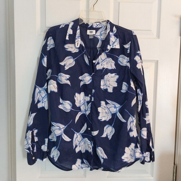 Old Navy Tops - Old Navy Navy Blue Floral Button-Down Shirt